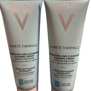 Vichy Hydrating and Cleansing Foaming Cream for Sensitive Skin & Eyes 2 tubes x